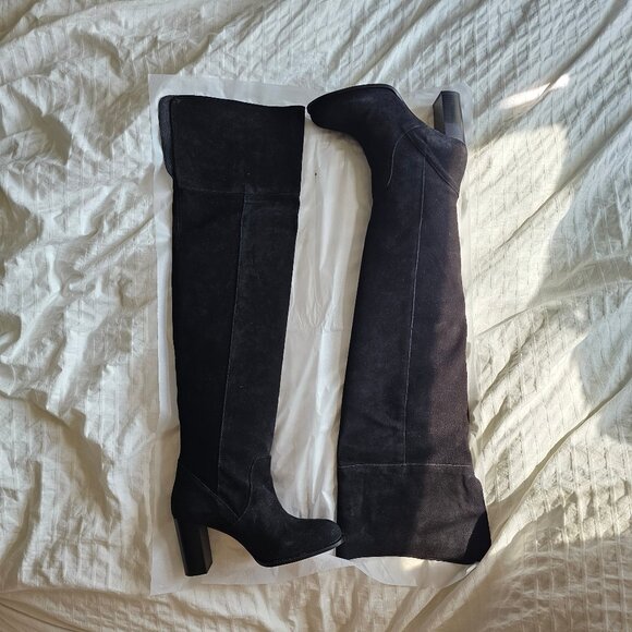 New Topshop Control Over The Knee Suede Boots - 2014 - Black - Sz UK 5 / 38 EU / - Picture 1 of 16